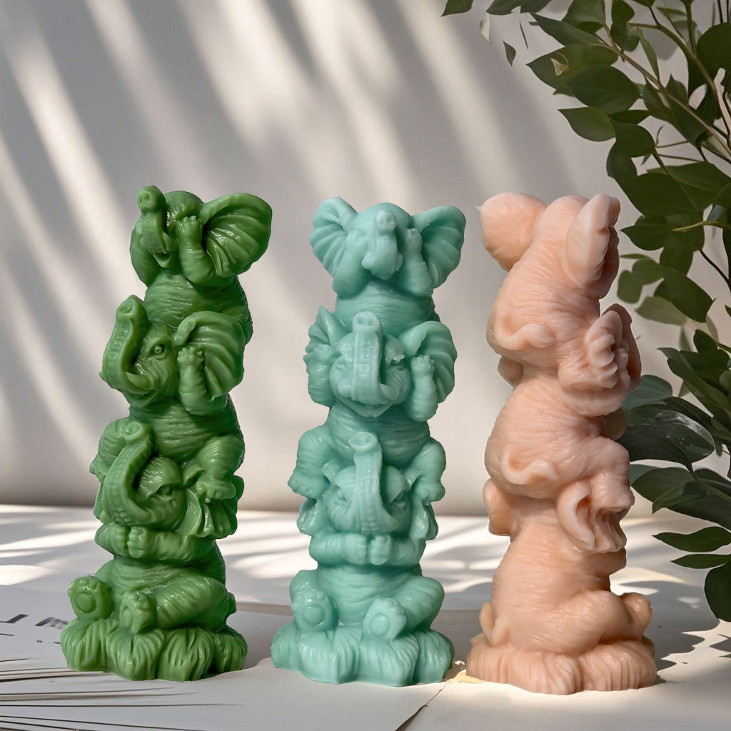 Soy Candle Fragrance Oil - Cartoon Elephants Silicone Candle Mold Handmade