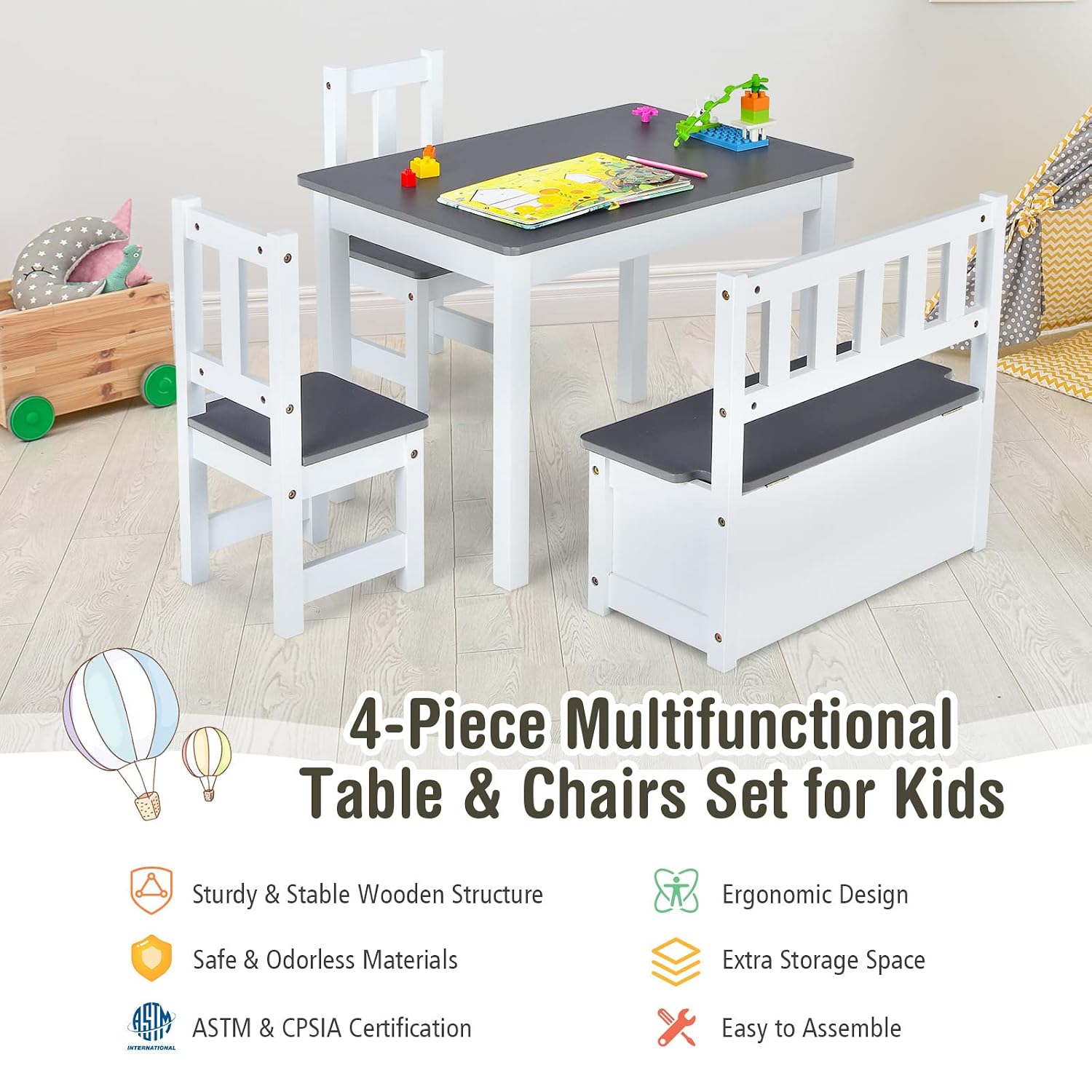 Wood Kids Table & Chair Set wi - огляд і ціна Art Craft Toddler