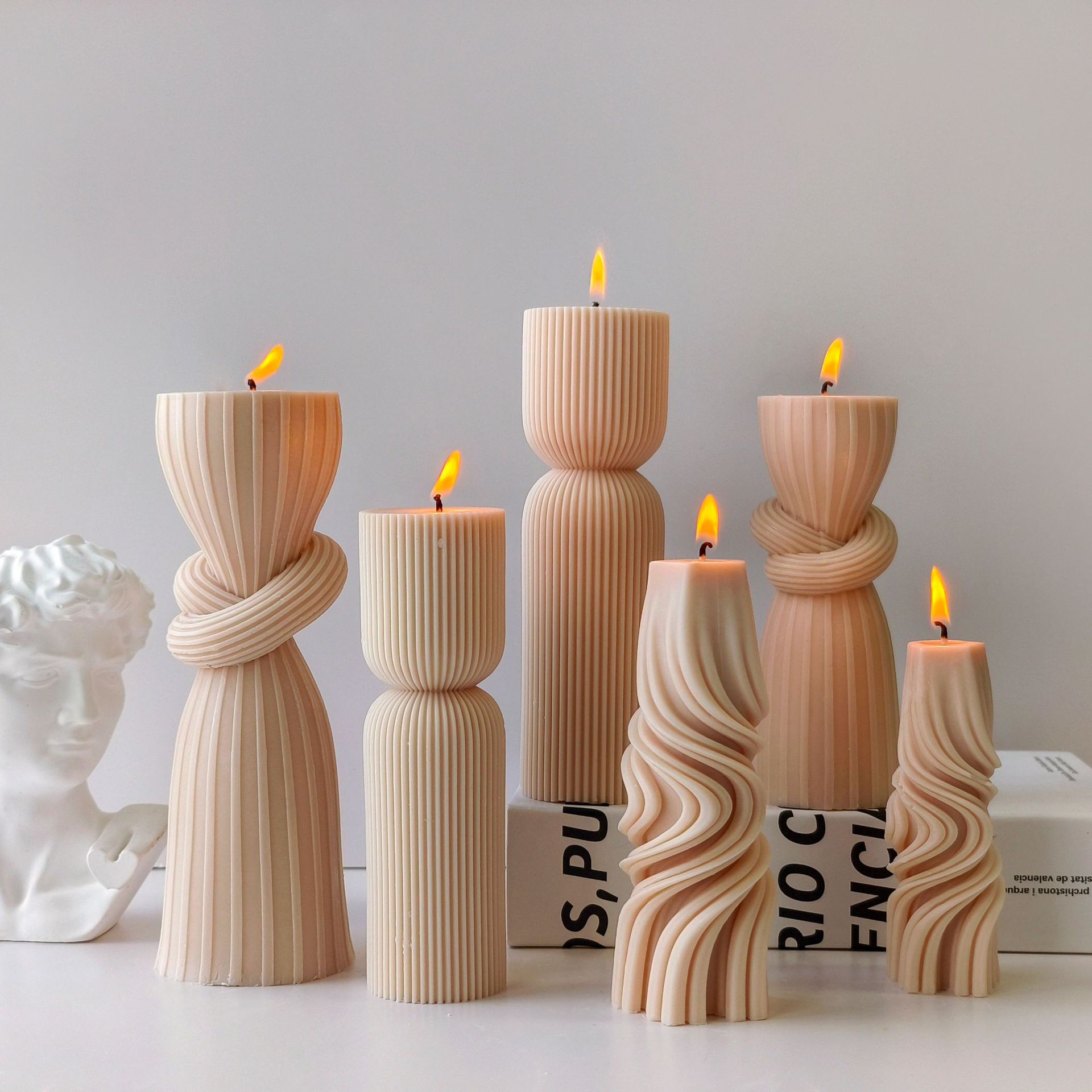 Striped Cylinder Aroma Candle  - огляд і ціна Soy Candle Fragrance Oil