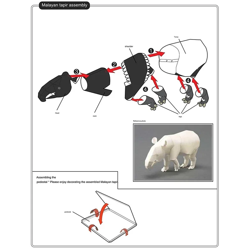 Malayan Tapir Origami Art Mini - огляд і ціна Art Craft Cardboard